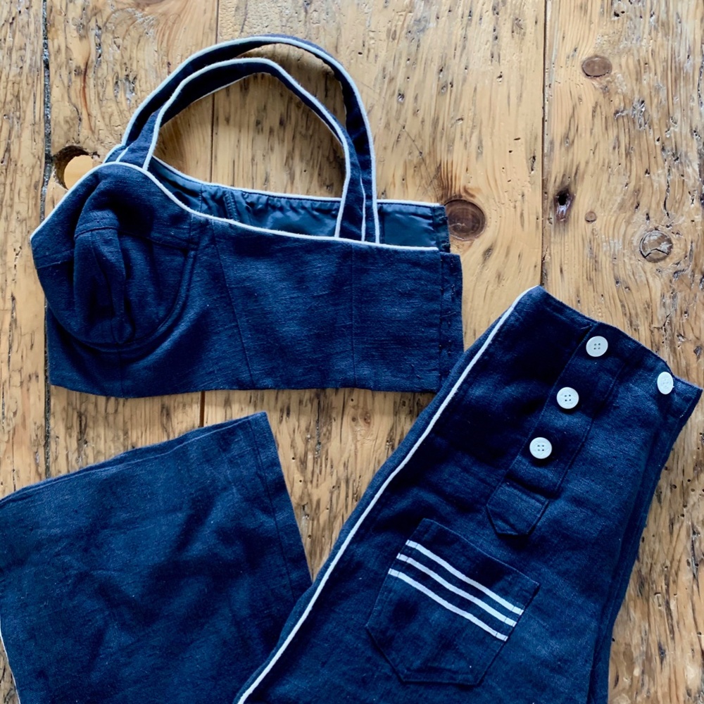 Vintage DKNY linen sailor 2 piece